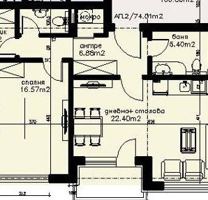 Снимка 5 — Двустаен апартамент 90 кв.м. в Оборище с балкон