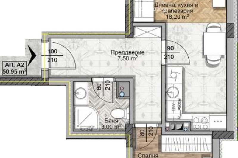 Двустаен апартамент в Овча купел с югоизточно изложение