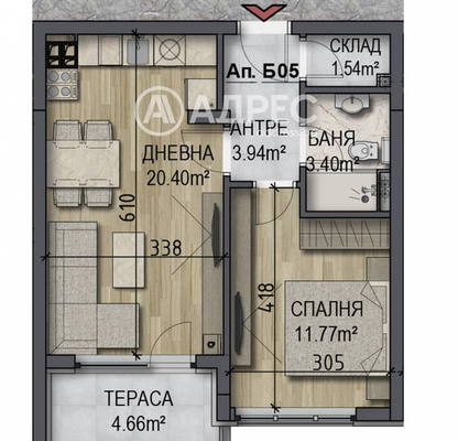 Снимка 4 — Двустаен апартамент с тераса в Овча купел, София