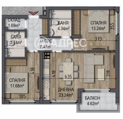 Снимка 4 — Тристаен апартамент с тераса в Овча купел, София