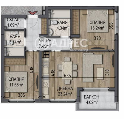 Снимка 4 — Тристаен апартамент в Овча купел с тераса и паркинг