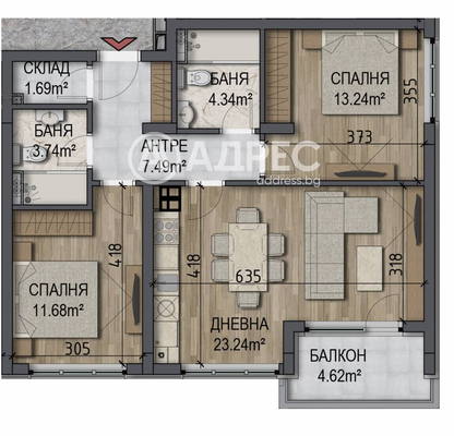 Снимка 4 — Тристаен апартамент с тераса в Овча купел, София