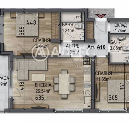 Снимка 4 — Тристаен апартамент с тераса в Овча купел, София