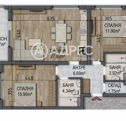 Снимка 4 — Тристаен апартамент с тераса в Овча купел, София