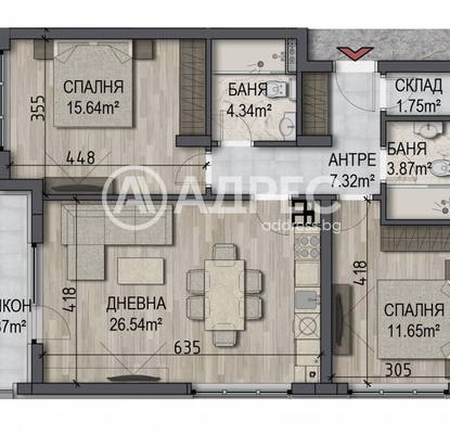 Снимка 4 — Тристаен апартамент с тераса в Овча купел, София