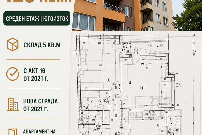 Просторен 3-стаен апартамент в Овча купел с три тераси