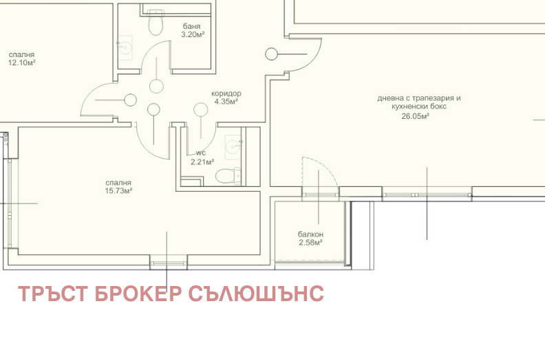 3-стаен апартамент в Овча купел 2 с тераса и асансьор