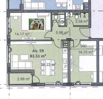 Снимка 2 — Тристаен апартамент в Овча купел 2 с тераса и паркомясто