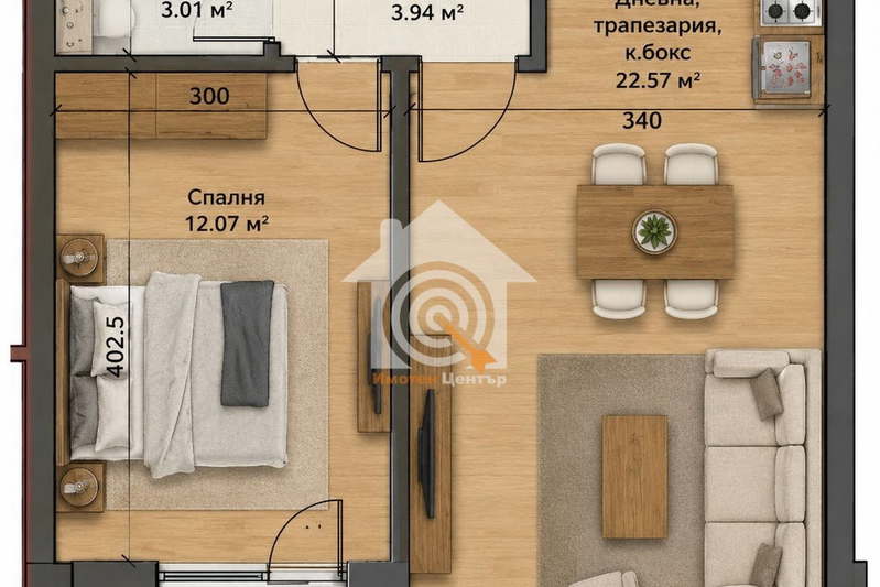 Двустаен апартамент в Павлово с асансьор и видеонаблюдение