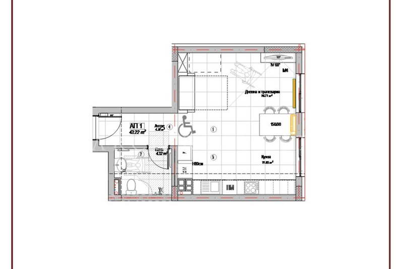 1-bedroom apartment in Sofiya, Slatina
