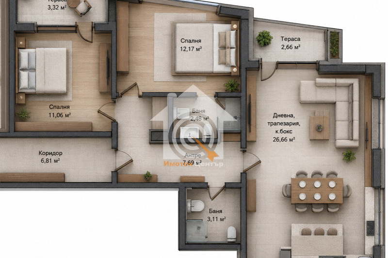 3-bedroom apartment in Sofiya, Slaviya