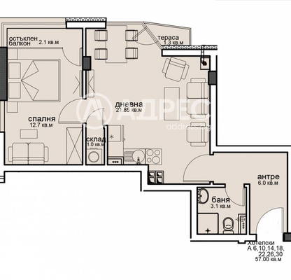 Photo 4 — 2-bedroom apartment in Sofiya, Vitosha