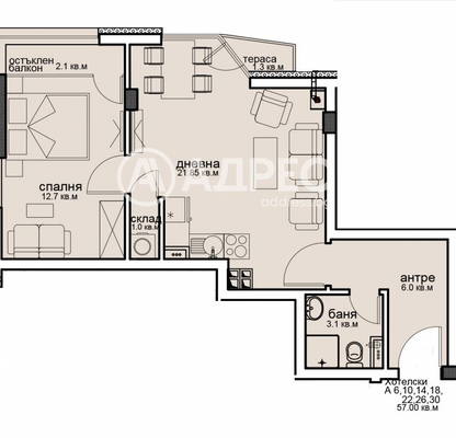 Photo 4 — 2-bedroom apartment in Sofiya, Vitosha