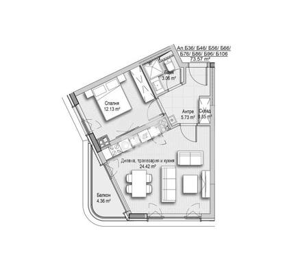 Снимка 3 — Двустаен апартамент с балкон в кв. Витоша, София