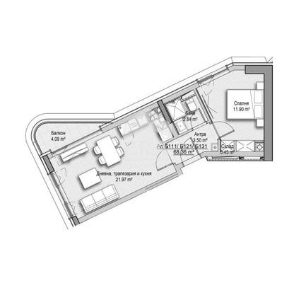 Снимка 3 — Двустаен апартамент с балкон в кв. Витоша, София