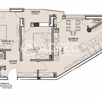 Снимка 4 — Тристаен апартамент в София, Витоша с тераса