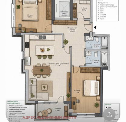 Снимка 3 — Тристаен апартамент в Стара Загора, Самара 1