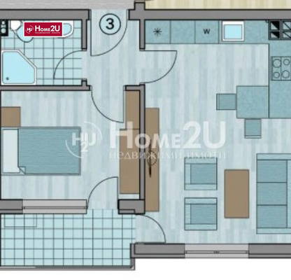 Снимка 2 — Двустаен апартамент в Център, Варна с тераса