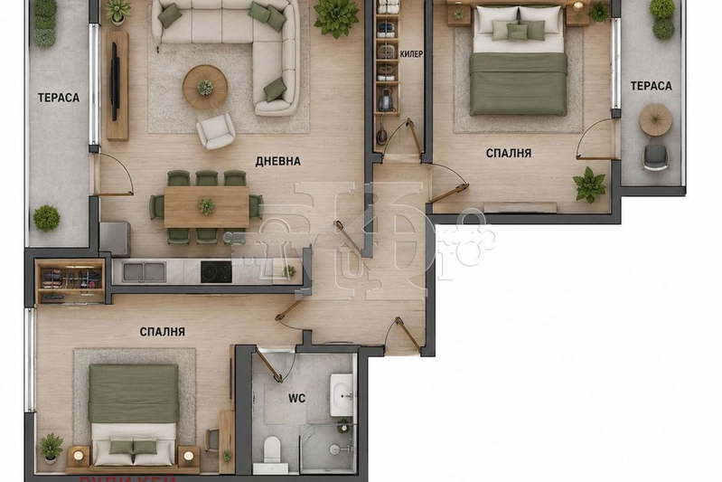 3-bedroom apartment in Varna, Centyr