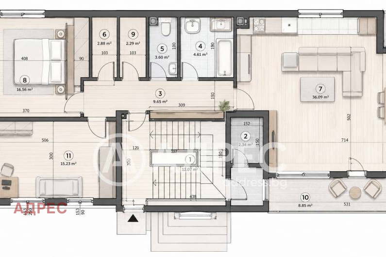 3-bedroom apartment in Varna, Centyr