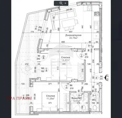Снимка 3 — Тристаен апартамент с тераса в Левски 2, Варна