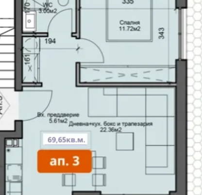 Снимка 2 — Двустаен апартамент с морска гледка в м-т Горна Трака, Варна