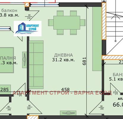 Снимка 2 — Двустаен апартамент в м-т Пчелина, Варна с паркомясто
