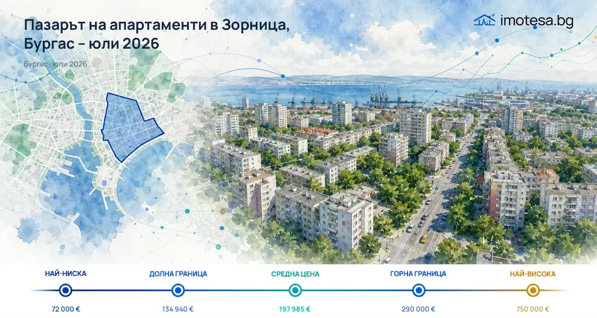 Зорница, Бургас: Пазарът на апартаменти през юли 2026