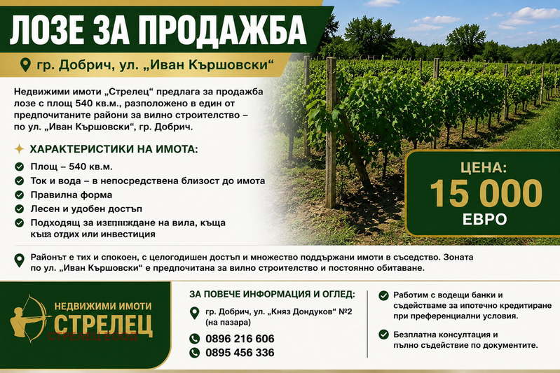 Plot in Dobrich, Lozyata