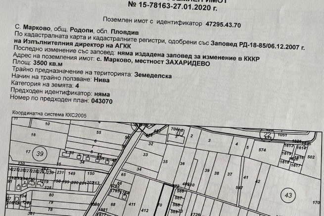 Парцел в Пловдив, с. Марково