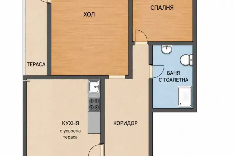 Тристаен апартамент в Център на Бургас с голям балкон