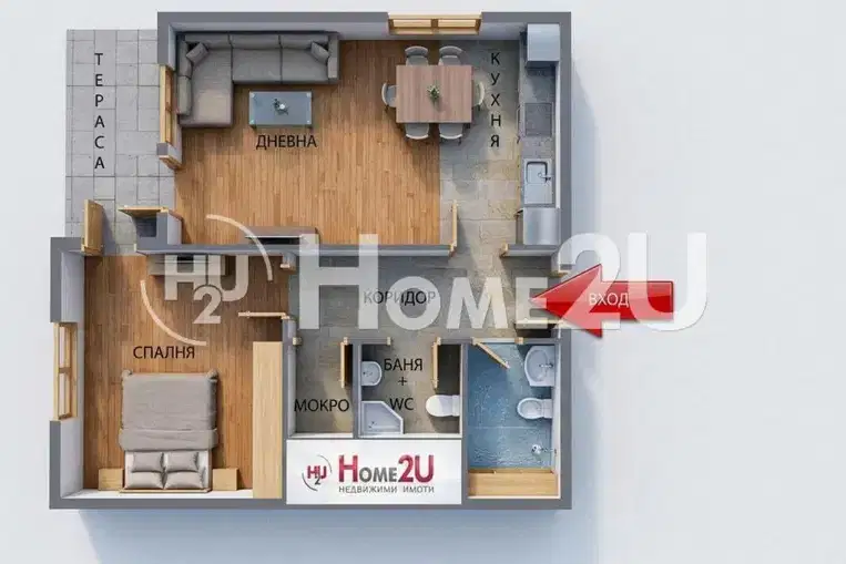 Two-room apartment in Burgas, Madika with southeast aspect