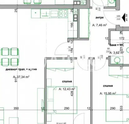 Photo 2 — Three-room apartment in Burgas, Madika with elevator