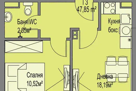 Двустаен апартамент в Меден рудник с гледка и паркомясто