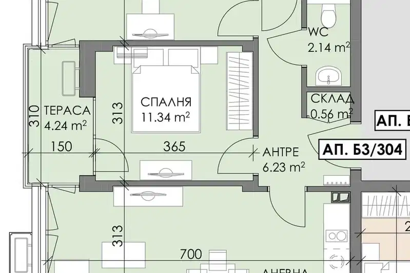 Тристаен апартамент в Меден рудник - зона В, ново строителство