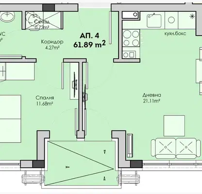 Снимка 3 — Двустаен апартамент в Сарафово с тераса, Бургас