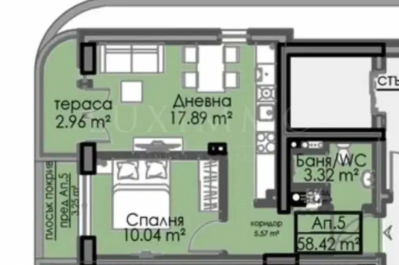 Two-room apartment in Slaveykov, Burgas with parking space