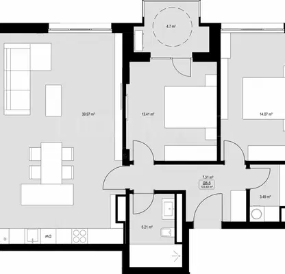 Снимка 3 — Тристаен апартамент 121 кв.м в Славейков с тераса