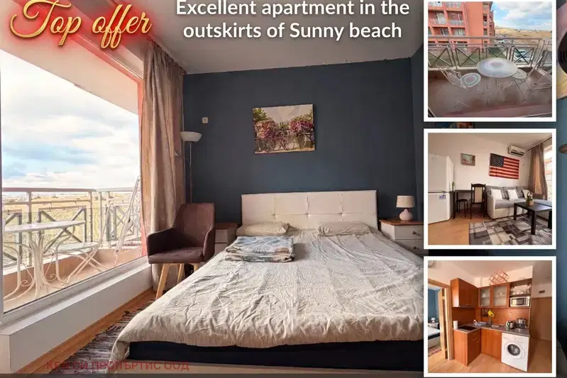 2-room apartment in Sunny Beach resort with shared terrace