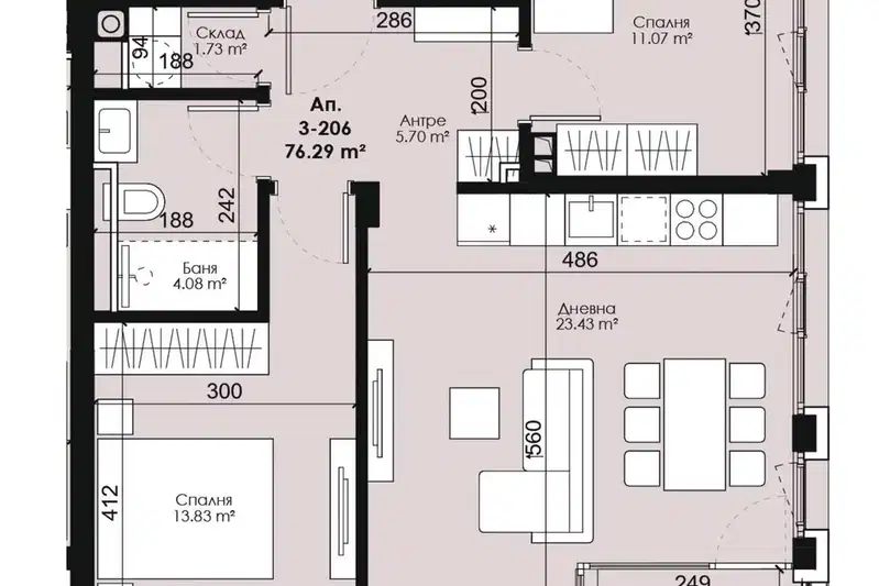3-bedroom apartment in Sofia, Kostinbrod