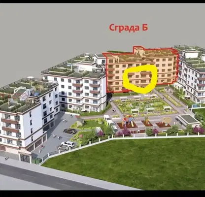 Снимка 2 — Тристаен апартамент в Перник, Изток с тераса в затворен комплекс