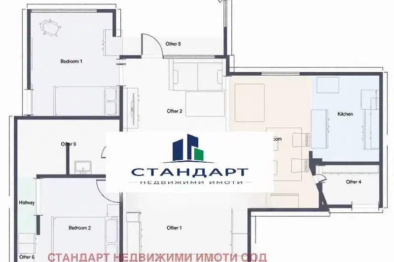 Three-room apartment with two bedrooms in Center, Plovdiv