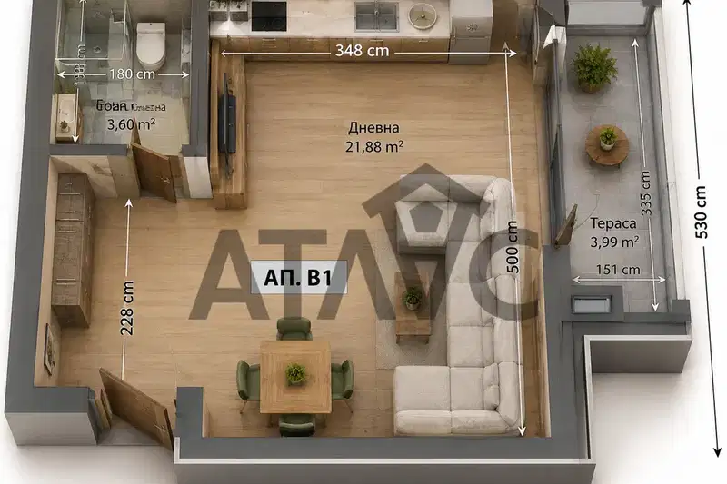 1-bedroom apartment in Plovdiv, Gagarin