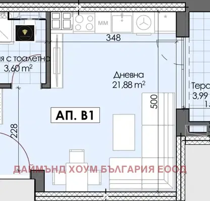 Снимка 2 — Едностаен апартамент в Гагарин с тераса и асансьор