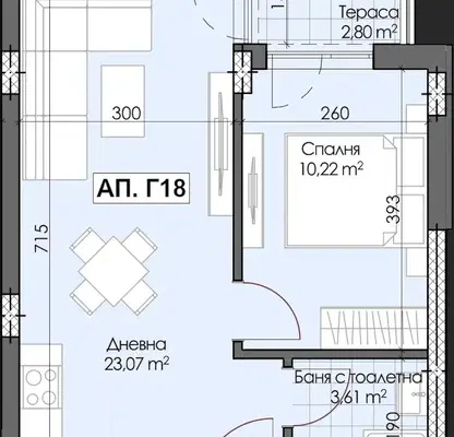 Снимка 2 — Двустаен апартамент в Гагарин, Пловдив с тераса