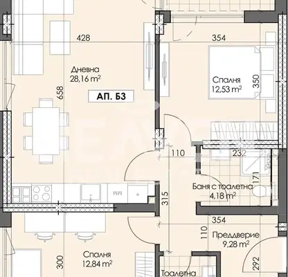 Photo 2 — Three-room apartment in Gagarin with terrace and parking