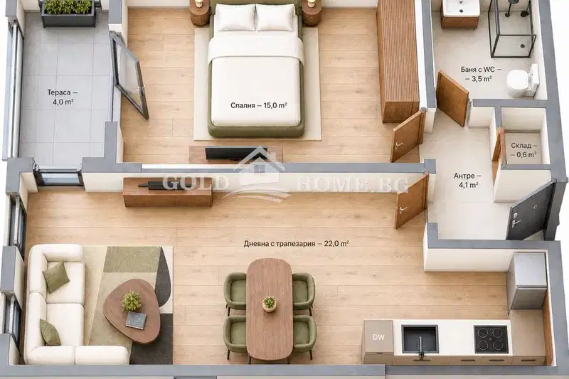 Two-room apartment 64 sq m in Hristo Smirnenski with elevator