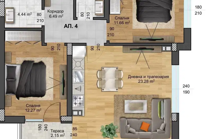 3-bedroom apartment in Plovdiv, Hristo Smirnenski