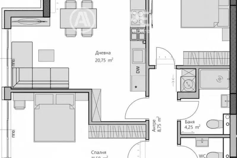 Three-room apartment with terrace in Hristo Smirnenski, Plovdiv