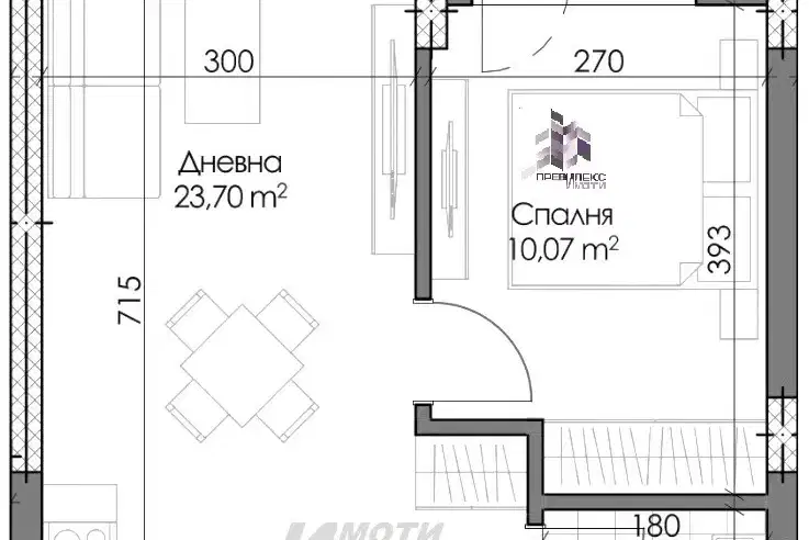 Two-room apartment in Karshiyaka, Plovdiv with elevator